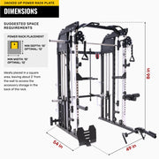 Jacked Up Power Rack PLATE All-In-One Functional Trainer Cable Crossover Cage Home Gym w/ Smith Machine