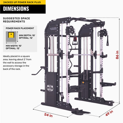 Jacked Up Power Rack PLUS All-Inclusive Functional Trainer Cable Crossover Cage Home Gym w/ Smith Machine