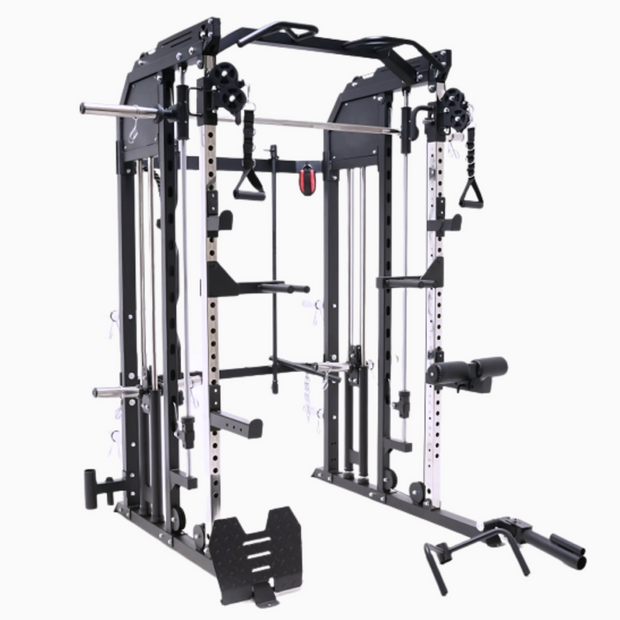 Jacked Up Power Rack PLATE All-In-One Functional Trainer Cable Crossover Cage Home Gym w/ Smith Machine